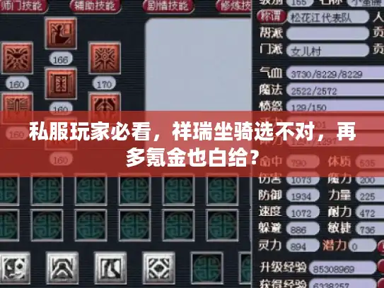 私服玩家必看，祥瑞坐骑选不对，再多氪金也白给？