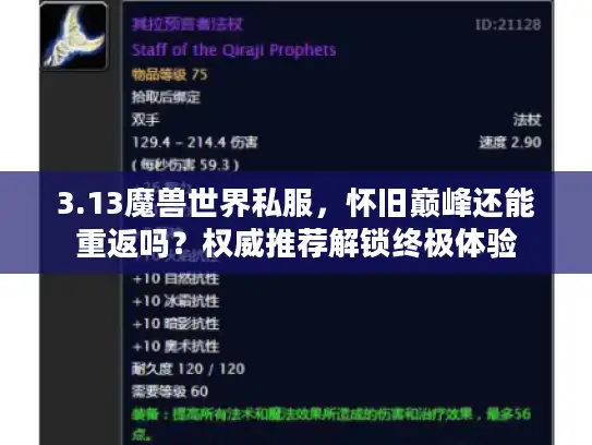 3.13魔兽世界私服，怀旧巅峰还能重返吗？权威推荐解锁终极体验