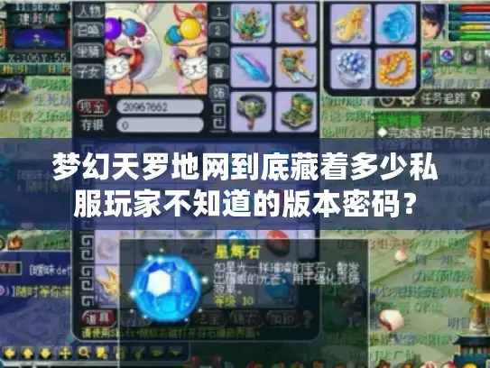 梦幻天罗地网到底藏着多少私服玩家不知道的版本密码？