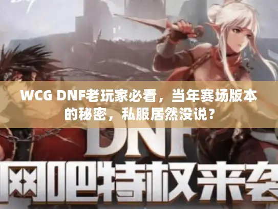 WCG DNF老玩家必看，当年赛场版本的秘密，私服居然没说？