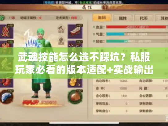 武魂技能怎么选不踩坑？私服玩家必看的版本适配+实战输出公式