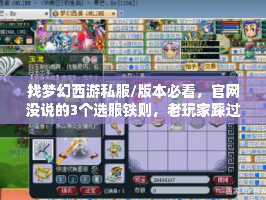找梦幻西游私服/版本必看，官网没说的3个选服铁则，老玩家踩过10次坑才摸透