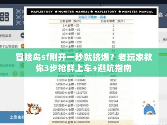 冒险岛sf刚开一秒就挤爆？老玩家教你3步抢鲜上车+避坑指南