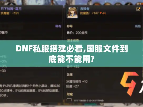 DNF私服搭建必看,国服文件到底能不能用?