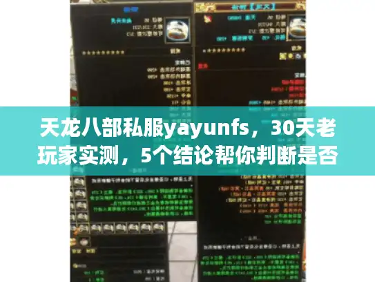 天龙八部私服yayunfs,30天老玩家实测,5个结论帮你判断是否值得进 天龙八部私服yayunfs,30天老玩家实测,5个结论帮你判断是否值得进