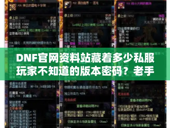 DNF官网资料站藏着多少私服玩家不知道的版本密码？老手都在偷偷查这些