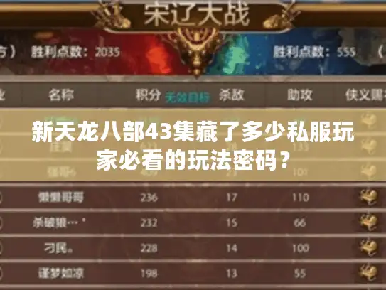 新天龙八部43集藏了多少私服玩家必看的玩法密码？