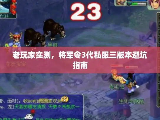 老玩家实测，将军令3代私服三版本避坑指南