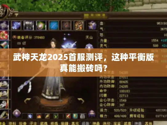 武神天龙2025首服测评，这种平衡版真能搬砖吗？