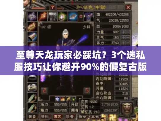 至尊天龙玩家必踩坑？3个选私服技巧让你避开90%的假复古版本