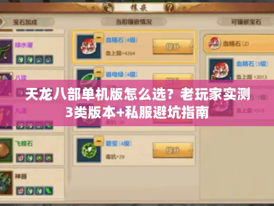 天龙八部单机版怎么选？老玩家实测3类版本+私服避坑指南