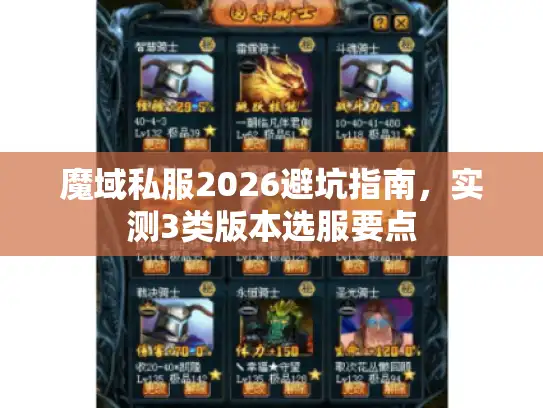 魔域私服2026避坑指南，实测3类版本选服要点