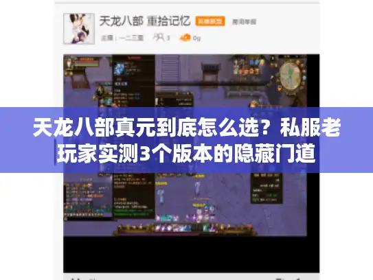 天龙八部真元到底怎么选？私服老玩家实测3个版本的隐藏门道