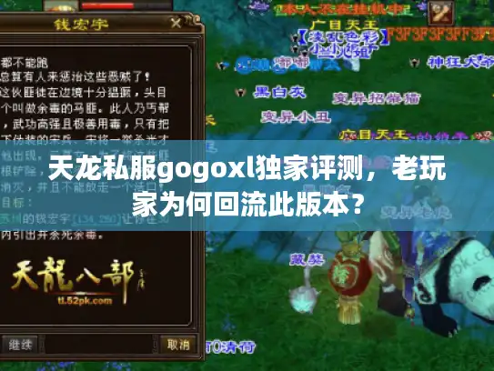 天龙私服gogoxl独家评测，老玩家为何回流此版本？