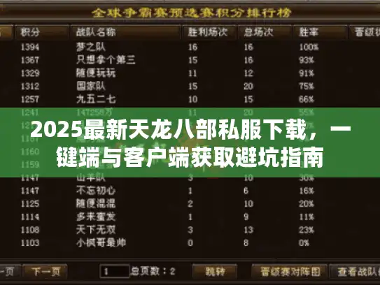 2025最新天龙八部私服下载，一键端与客户端获取避坑指南