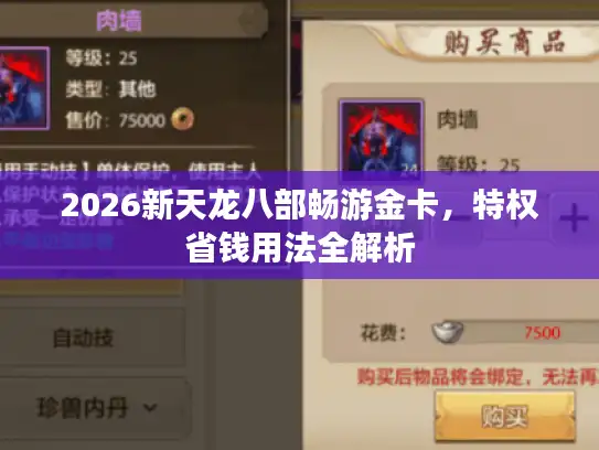 2026新天龙八部畅游金卡,特权省钱用法全解析 2026新天龙八部畅游金卡,特权省钱用法全解析