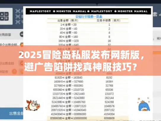 2025冒险岛私服发布网新版，避广告陷阱找真神服技巧？