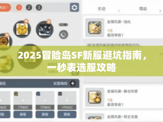 2025冒险岛SF新服避坑指南,一秒表选服攻略 2025冒险岛SF新服避坑指南,一秒表选服攻略