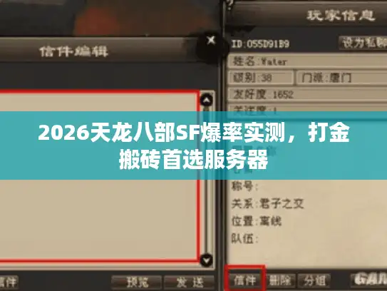 2026天龙八部SF爆率实测，打金搬砖首选服务器
