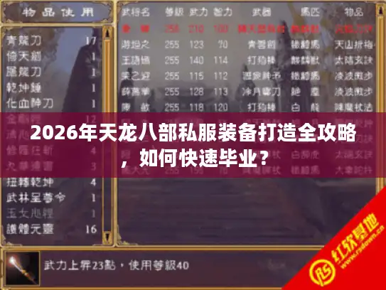 2026年天龙八部私服装备打造全攻略，如何快速毕业？