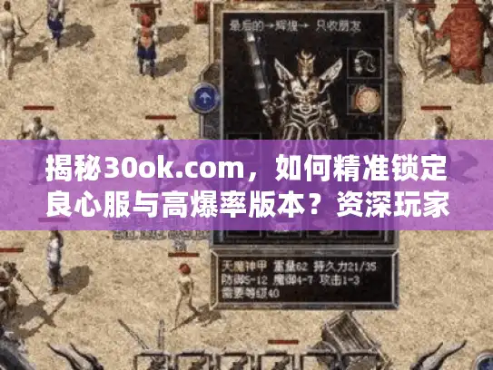 揭秘30ok.com，如何精准锁定良心服与高爆率版本？资深玩家实战