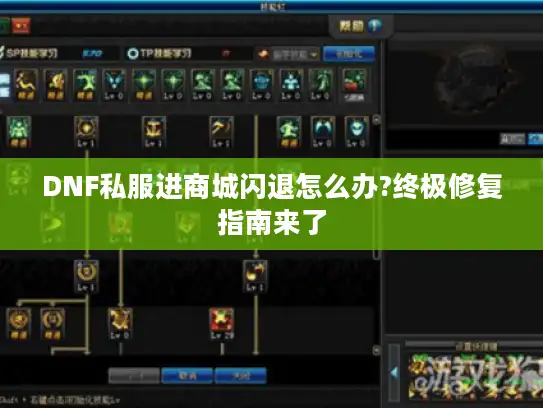 DNF私服进商城闪退怎么办?终极修复指南来了 DNF私服进商城闪退怎么办?终极修复指南来了