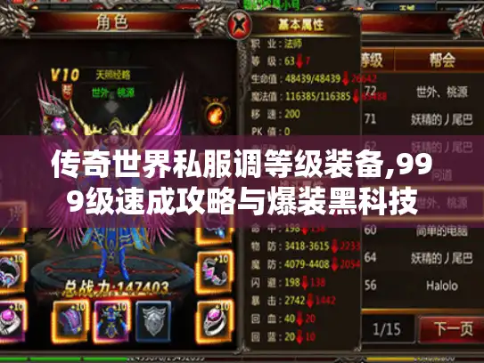传奇世界私服调等级装备,999级速成攻略与爆装黑科技