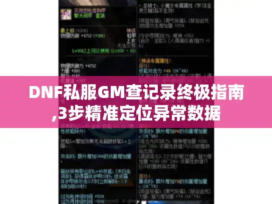 DNF私服GM查记录终极指南,3步精准定位异常数据