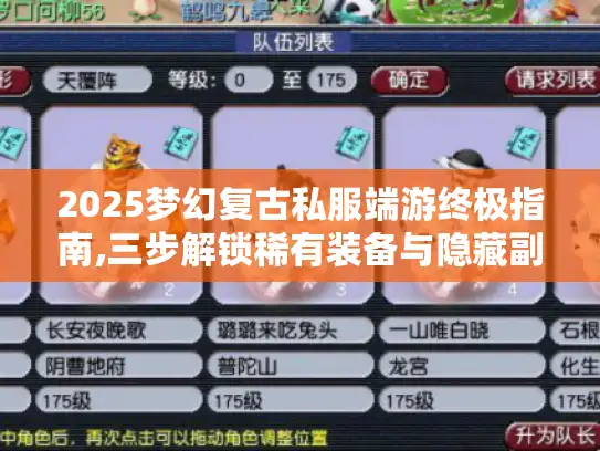 2025梦幻复古私服端游终极指南,三步解锁稀有装备与隐藏副本