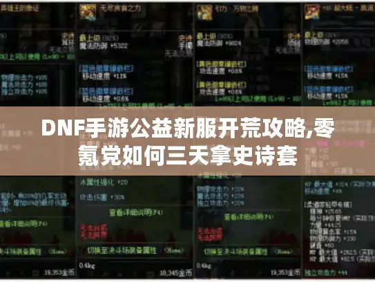 DNF手游公益新服开荒攻略,零氪党如何三天拿史诗套
