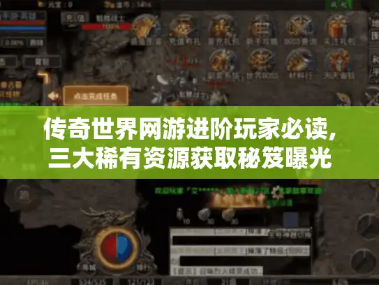 传奇世界网游进阶玩家必读,三大稀有资源获取秘笈曝光