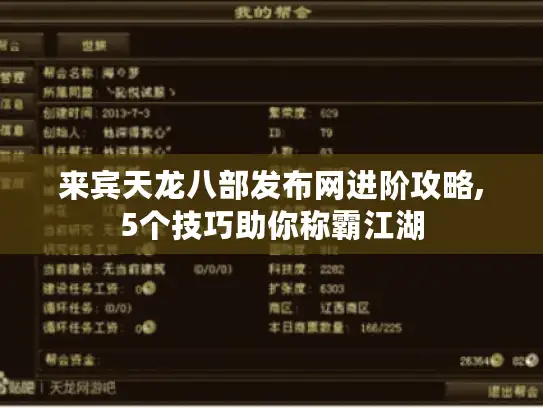来宾天龙八部发布网进阶攻略,5个技巧助你称霸江湖 来宾天龙八部发布网进阶攻略,5个技巧助你称霸江湖