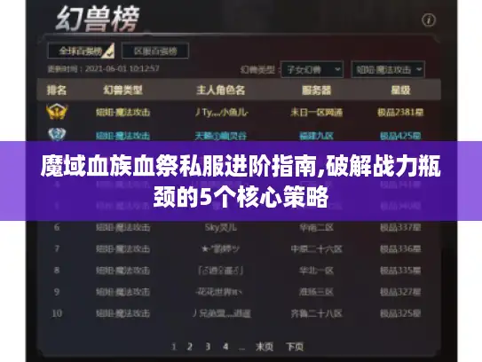 魔域血族血祭私服进阶指南,破解战力瓶颈的5个核心策略