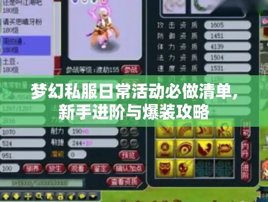 梦幻私服日常活动必做清单,新手进阶与爆装攻略