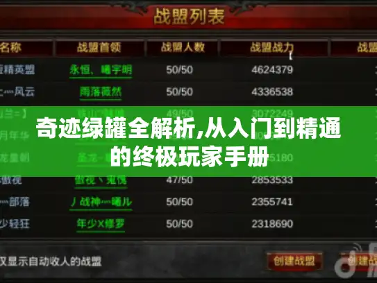 奇迹绿罐全解析,从入门到精通的终极玩家手册