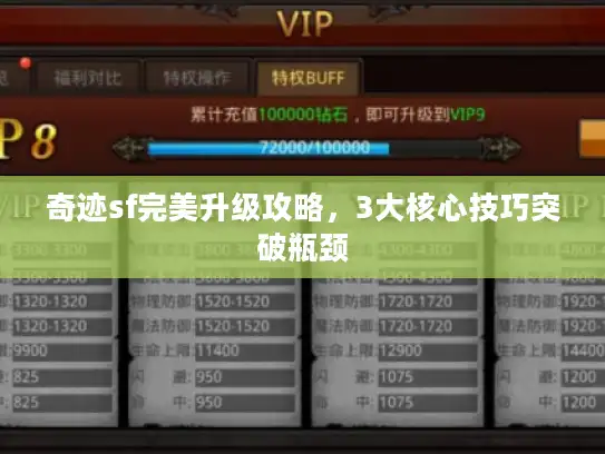 奇迹sf完美升级攻略，3大核心技巧突破瓶颈