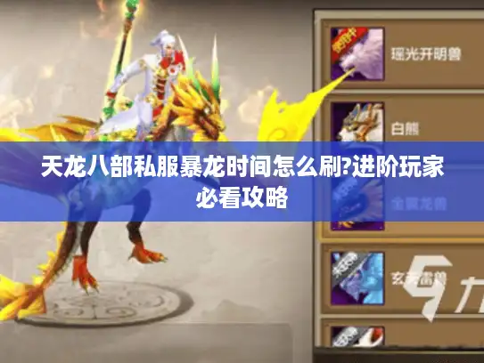 天龙八部私服暴龙时间怎么刷?进阶玩家必看攻略