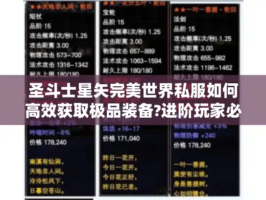 圣斗士星矢完美世界私服如何高效获取极品装备?进阶玩家必读指南 圣斗士星矢完美世界私服如何高效获取极品装备?进阶玩家必读指南