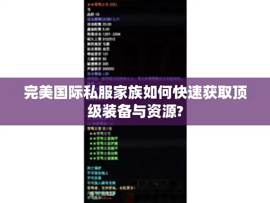 完美国际私服家族如何快速获取顶级装备与资源? 完美国际私服家族如何快速获取顶级装备与资源?