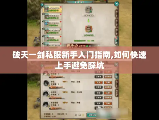 破天一剑私服新手入门指南,如何快速上手避免踩坑