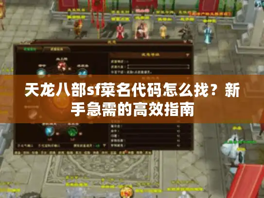 天龙八部sf菜名代码怎么找？新手急需的高效指南