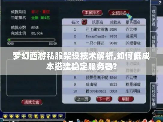 梦幻西游私服架设技术解析,如何低成本搭建稳定服务器?
