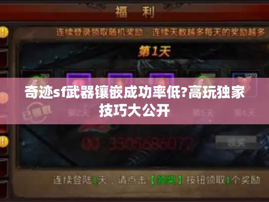 奇迹sf武器镶嵌成功率低?高玩独家技巧大公开