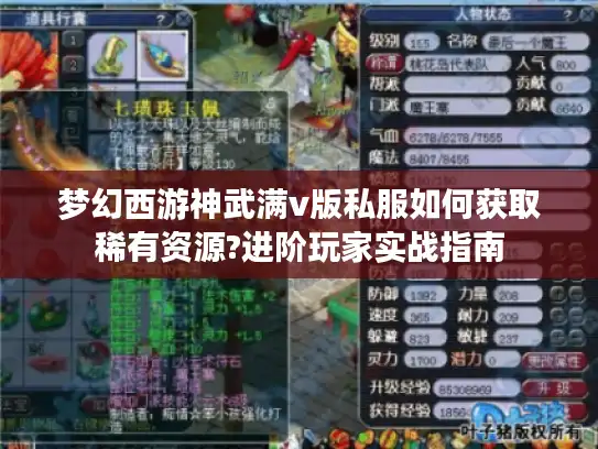 梦幻西游神武满v版私服如何获取稀有资源?进阶玩家实战指南