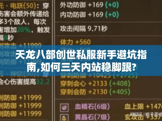 天龙八部创世私服新手避坑指南,如何三天内站稳脚跟?