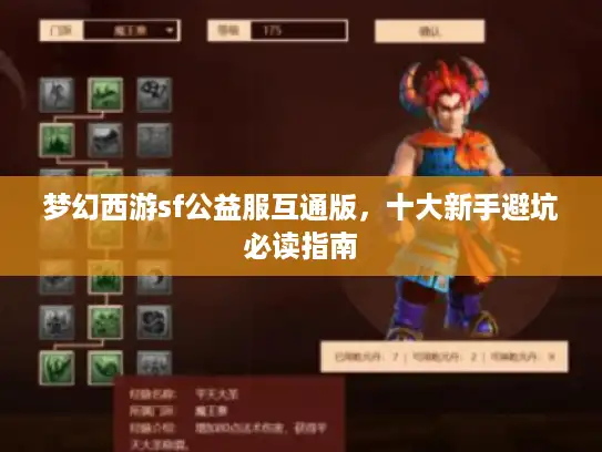梦幻西游sf公益服互通版，十大新手避坑必读指南