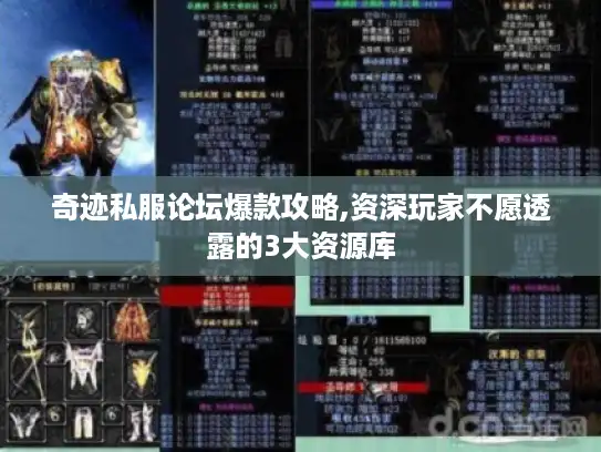 奇迹私服论坛爆款攻略,资深玩家不愿透露的3大资源库 奇迹私服论坛爆款攻略,资深玩家不愿透露的3大资源库