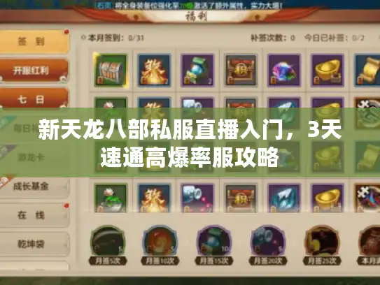 新天龙八部私服直播入门，3天速通高爆率服攻略