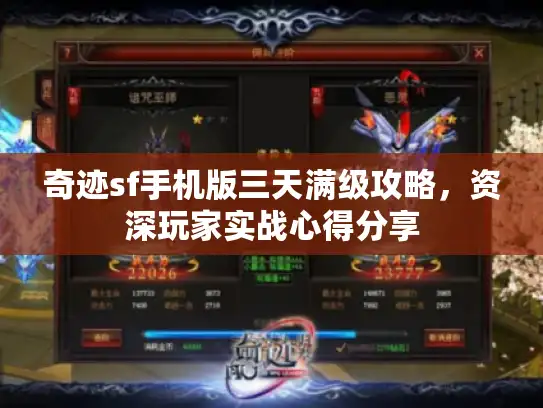 奇迹sf手机版三天满级攻略，资深玩家实战心得分享