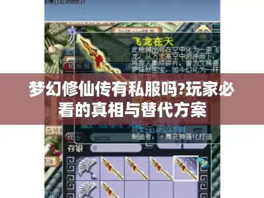 梦幻修仙传有私服吗?玩家必看的真相与替代方案